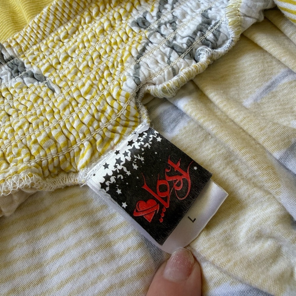 Y2K Vintage Lost Yellow Floral Halter Sundress with White Tie - Picture 9 of 9